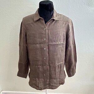 J.Jill 100% Linen Button Front Shirt